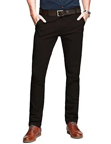 Match Mens Slim Tapered Flat Front Casual Pants 
