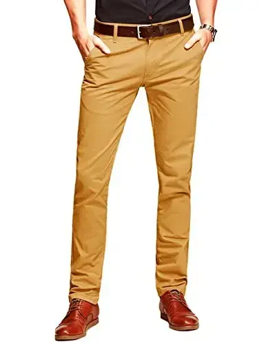 Match Mens Slim Tapered Flat Front Casual Pants 