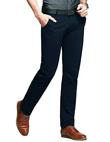 Match Mens Slim Tapered Flat Front Casual Pants - MATCH (1)
