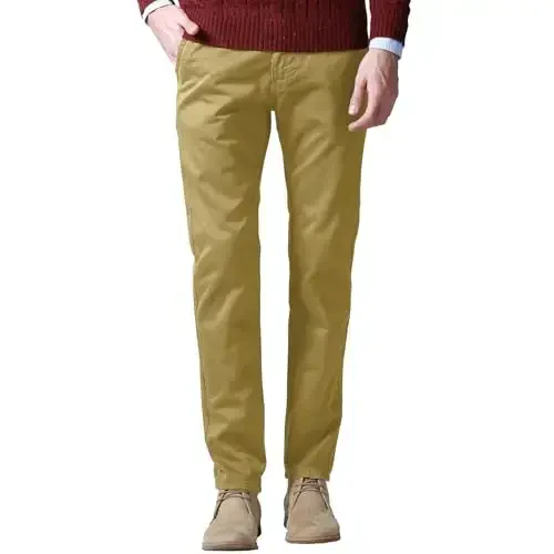 Match Mens Slim Tapered Flat Front Casual Pants - 1