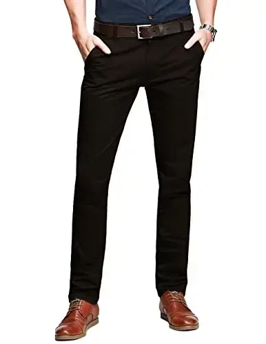 Match Mens Slim Tapered Flat Front Casual Pants - 1