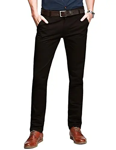 Match Mens Slim Tapered Flat Front Casual Pants - 1