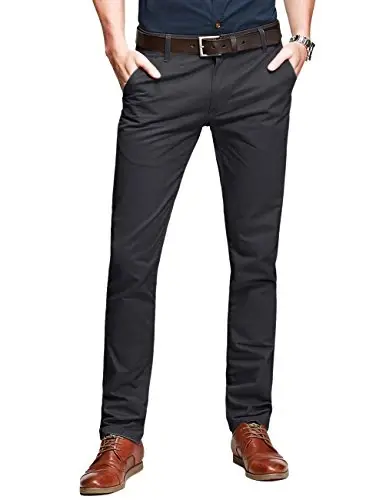 Match Mens Slim Tapered Flat Front Casual Pants 