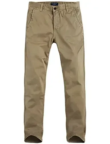 Match Mens Slim Tapered Flat Front Casual Pants (32, Light Khaki) - 3
