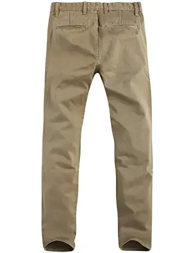 Match Mens Slim Tapered Flat Front Casual Pants (32, Light Khaki) - 4
