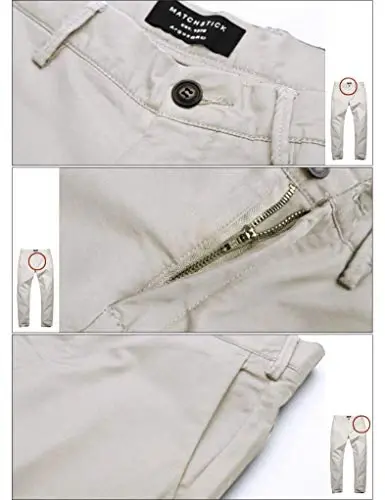 Match Men's Slim Tapered Stretchy Casual Pants #8105 - 4