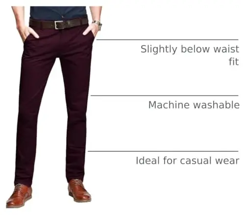 Match Mens Regular-Fit Casual Flat Front Chino Pants | Straight Leg, 100% Cotton, 5-Pocket Design, Office Wear, Weekend Casual, Daily Wear,Twill Fabric - 4