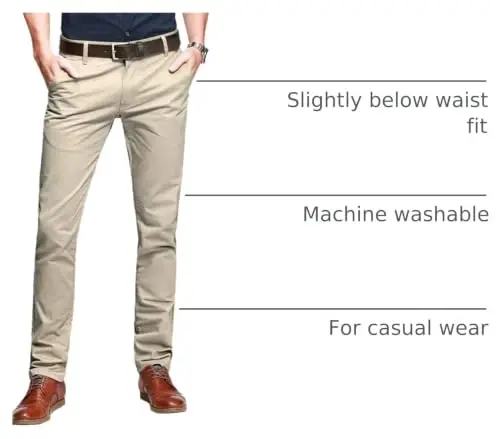 Match Mens Regular-Fit Casual Flat Front Chino Pants | Straight Leg, 100% Cotton, 5-Pocket Design, Office Wear, Weekend Casual, Daily Wear,Twill Fabric - 4