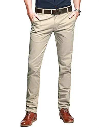 Match Mens Regular-Fit Casual Flat Front Chino Pants | Straight Leg, 100% Cotton, 5-Pocket Design, Office Wear, Weekend Casual, Daily Wear,Twill Fabric - MATCH