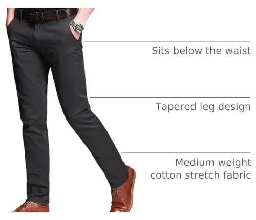 Match Men's Regular Fit Comfort Stretch Casual Chino Pants | Straight Leg, Cotton Blend, Twill Fabric, Flat Front, Business Casual, Daily Wear Everyday - 3