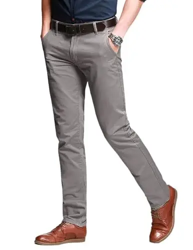 Match Men's Regular Fit Comfort Stretch Casual Chino Pants | Straight Leg, Cotton Blend, Twill Fabric, Flat Front, Business Casual, Daily Wear Everyday - MATCH