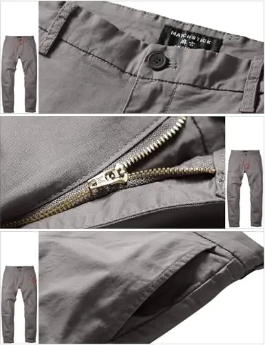 Match Men's Regular Fit Comfort Stretch Casual Chino Pants | Straight Leg, Cotton Blend, Twill Fabric, Flat Front, Business Casual, Daily Wear Everyday - 4