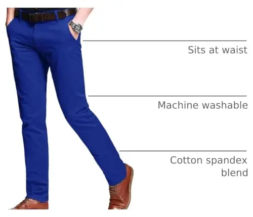 Match Men's Regular Fit Comfort Stretch Casual Chino Pants | Straight Leg, Cotton Blend, Twill Fabric, Flat Front, Business Casual, Daily Wear Everyday - 1