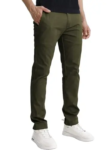 Match Men's Regular Fit Comfort Stretch Casual Chino Pants | Straight Leg, Cotton Blend, Twill Fabric, Flat Front, Business Casual, Daily Wear Everyday - 1