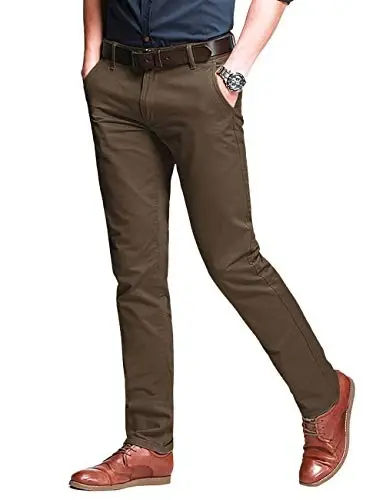 Match Men's Regular Fit Comfort Stretch Casual Chino Pants | Straight Leg, Cotton Blend, Twill Fabric, Flat Front, Business Casual, Daily Wear Everyday - 1