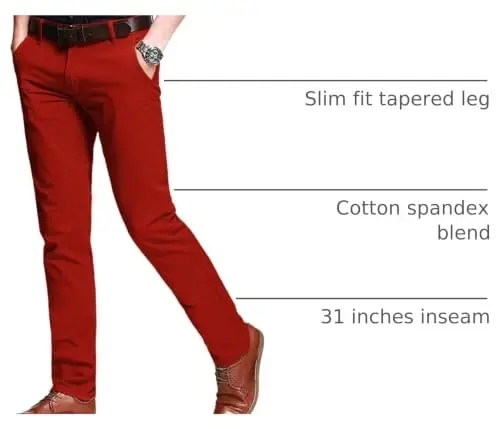 Match Men's Regular Fit Comfort Stretch Casual Chino Pants | Straight Leg, Cotton Blend, Twill Fabric, Flat Front, Business Casual, Daily Wear Everyday - 5