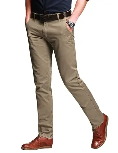 Match Men's Regular Fit Comfort Stretch Casual Chino Pants | Straight Leg, Cotton Blend, Twill Fabric, Flat Front, Business Casual, Daily Wear Everyday - 1