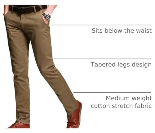 Match Men's Regular Fit Comfort Stretch Casual Chino Pants | Straight Leg, Cotton Blend, Twill Fabric, Flat Front, Business Casual, Daily Wear Everyday - 3