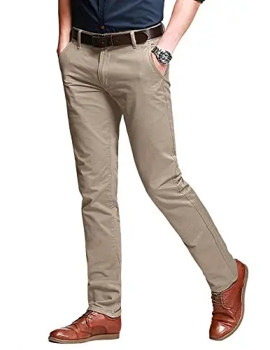Match Men's Regular Fit Comfort Stretch Casual Chino Pants | Straight Leg, Cotton Blend, Twill Fabric, Flat Front, Business Casual, Daily Wear Everyday - 1