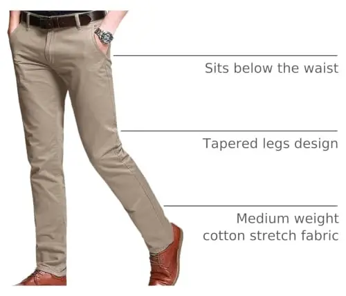 Match Men's Regular Fit Comfort Stretch Casual Chino Pants | Straight Leg, Cotton Blend, Twill Fabric, Flat Front, Business Casual, Daily Wear Everyday - 4