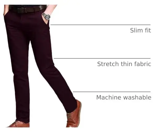 Match Men's Regular Fit Comfort Stretch Casual Chino Pants | Straight Leg, Cotton Blend, Twill Fabric, Flat Front, Business Casual, Daily Wear Everyday - 3