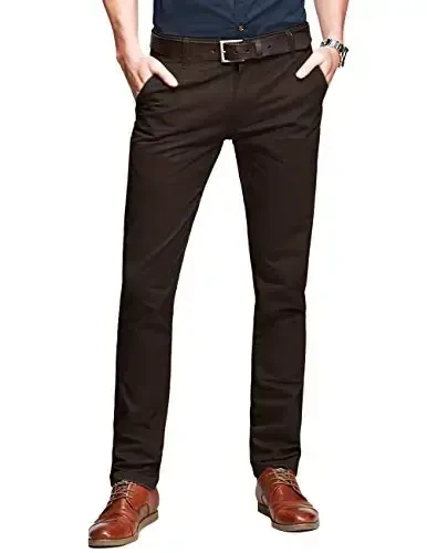 Match Mens Slim Tapered Flat Front Casual Pants 