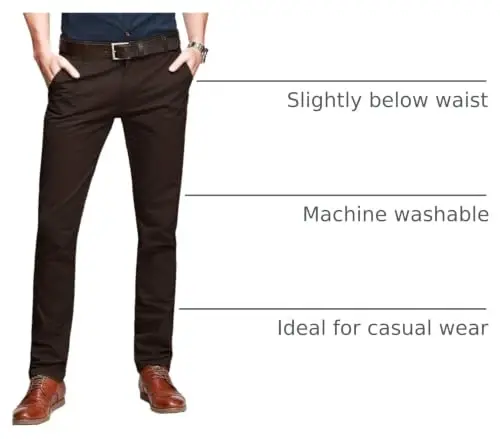 Match Mens Slim Tapered Flat Front Casual Pants 