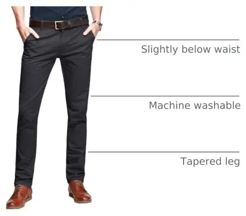 Match Mens Slim Tapered Flat Front Casual Pants 
