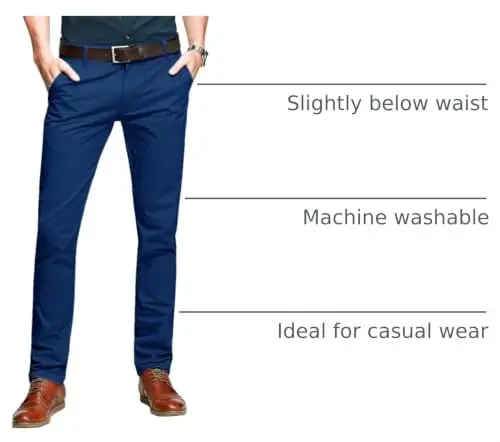 Match Mens Slim Tapered Flat Front Casual Pants 