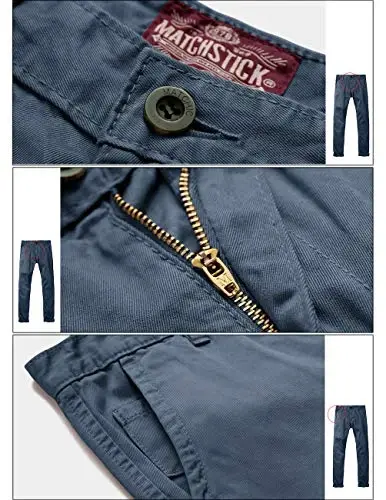 Match Mens Slim Tapered Flat Front Casual Pants - 5