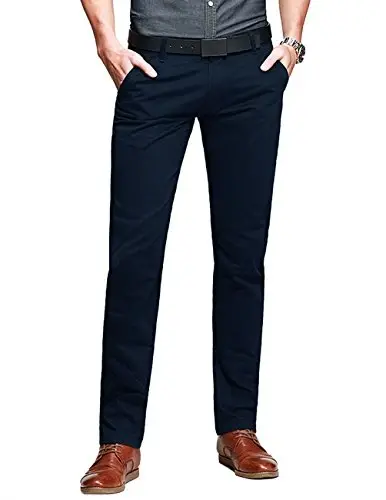 Match Mens Slim Tapered Flat Front Casual Pants - 1