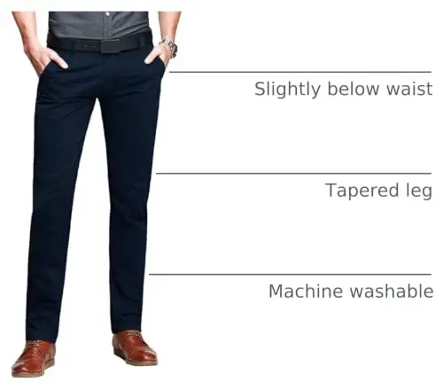 Match Mens Slim Tapered Flat Front Casual Pants 