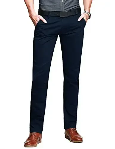 Match Mens Slim Tapered Flat Front Casual Pants - 1