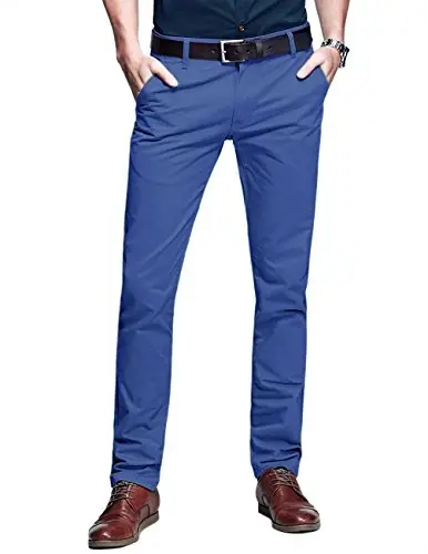 Match Mens Slim Tapered Flat Front Casual Pants 