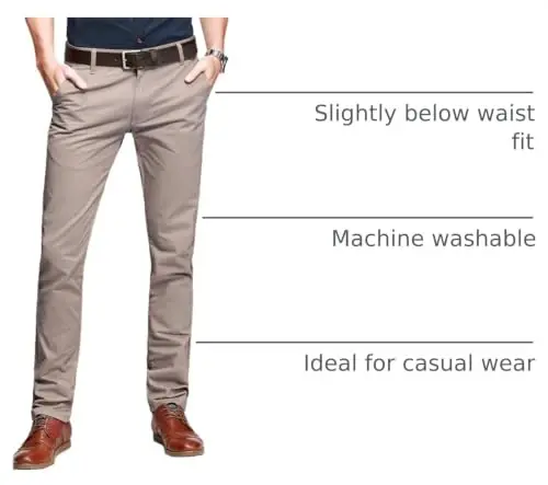Match Mens Slim Tapered Flat Front Casual Pants 