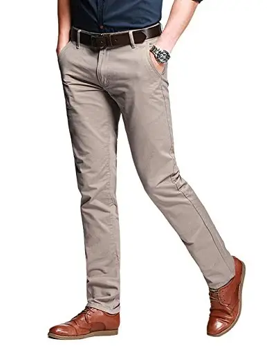 Match Mens Slim Tapered Flat Front Casual Pants - 2
