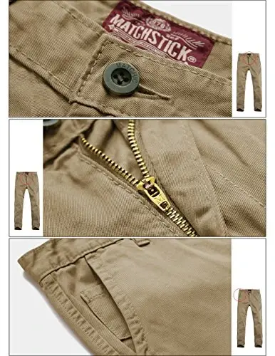 Match Mens Slim Tapered Flat Front Casual Pants (32, Light Khaki) - 5