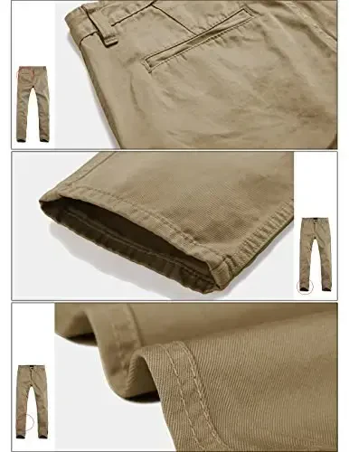 Match Mens Slim Tapered Flat Front Casual Pants (32, Light Khaki) - 6