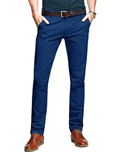 Match Mens Slim Tapered Flat Front Casual Pants - 1