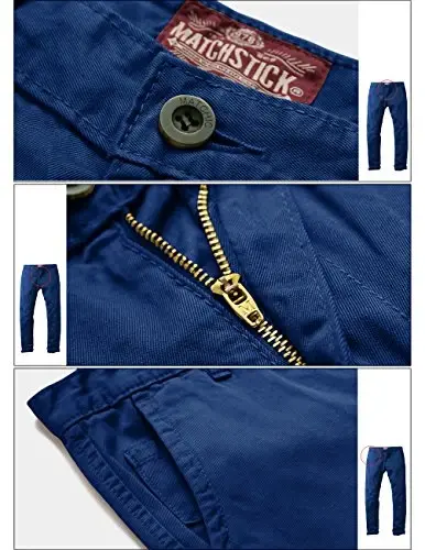 Match Mens Slim Tapered Flat Front Casual Pants - 5