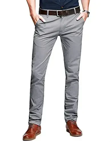 Match Mens Slim Tapered Flat Front Casual Pants 