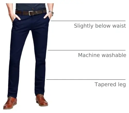 Match Mens Slim Tapered Flat Front Casual Pants 