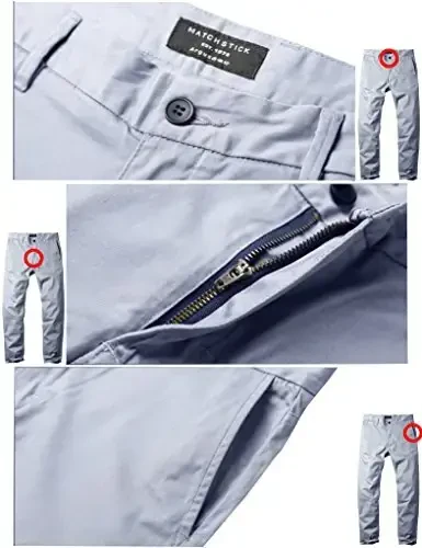 Match Men's Slim Tapered Stretchy Casual Pants - 4
