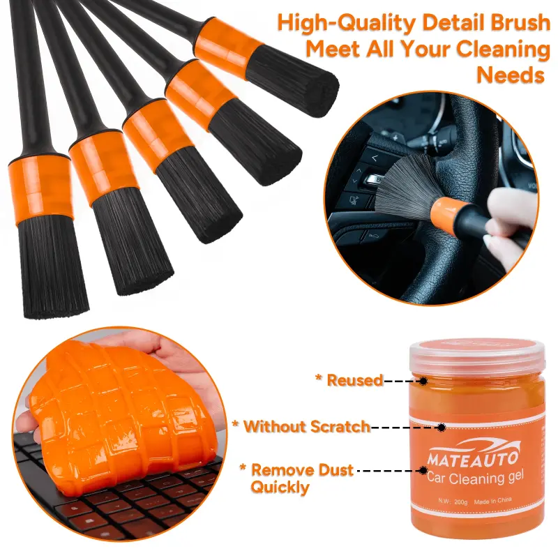 MateAuto Interior Car Cleaning Kit, 19PCS Car Cleaning Wipes Interior for Leather Seat, Dashboard Cleaner, Detailing Brush Set, Windshield Cleaning Tool, Air vent, Car Cleaning Gel - 5