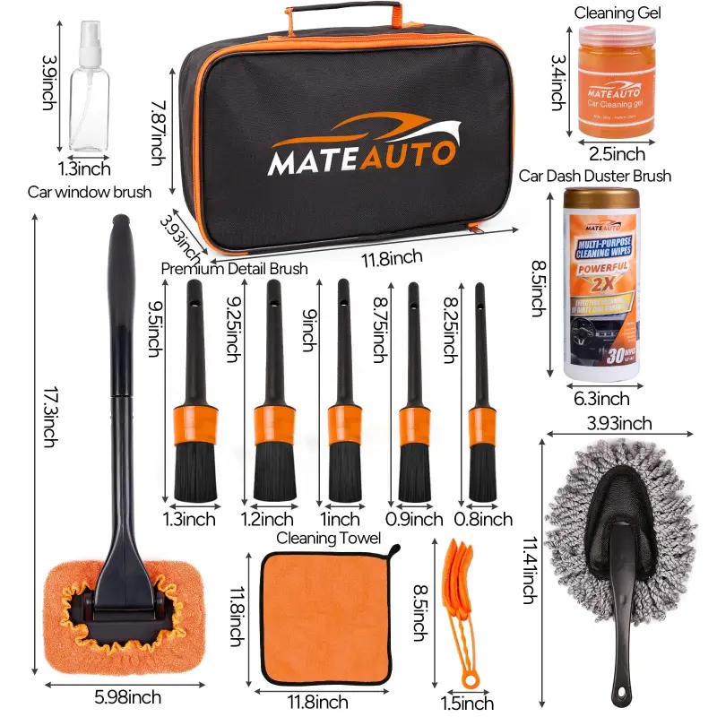 MateAuto Interior Car Cleaning Kit, 19PCS Car Cleaning Wipes Interior for Leather Seat, Dashboard Cleaner, Detailing Brush Set, Windshield Cleaning Tool, Air vent, Car Cleaning Gel - 6