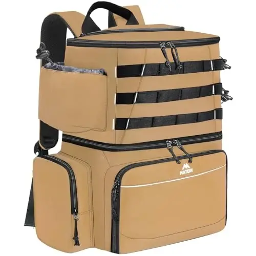 MATEIN Fishing Backpack, Water Resistant Tackle Storage Bag with Rod Holders & Cooler, Fishing Gifts for Men 