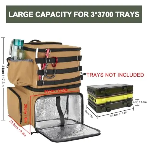 MATEIN Fishing Backpack, Water Resistant Tackle Storage Bag with Rod Holders & Cooler, Fishing Gifts for Men - 6