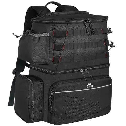 MATEIN Fishing Backpack, Water Resistant Tackle Storage Bag with Rod Holders & Cooler, Fishing Gifts for Men 