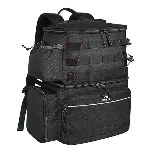 MATEIN Fishing Backpack, Water Resistant Fishing Tackle Box Bag with Rod Holders & Cooler, Gear Gifts for Men - MATEIN