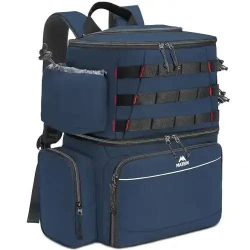 MATEIN Fishing Backpack, Water Resistant Fishing Tackle Box Bag with Rod Holders & Cooler, Gear Gifts for Men 